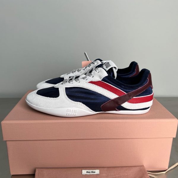 MIUMIU Gymnasium technical fabric and suede sneakers