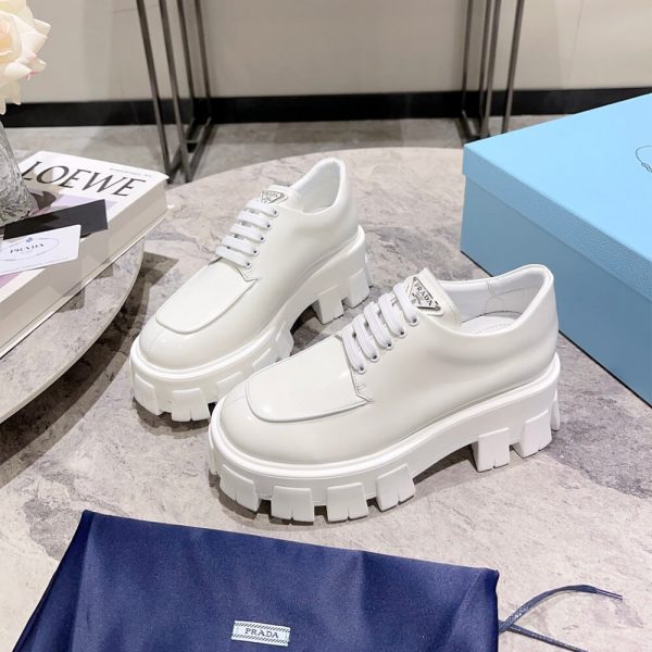 Prada Monolith brushed leather lace-up shoes