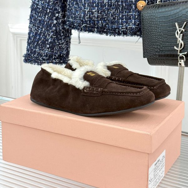 MIUMIU Ruches suede loafers