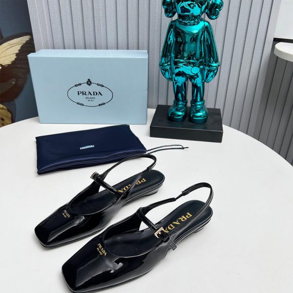 Prada Patent Leather Slingback Ballerinas