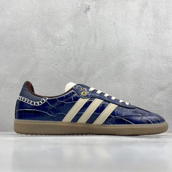 Adidas x Wales Bonner Samba OG “Navy Croc” sneakers(HIGH-END GRADE)