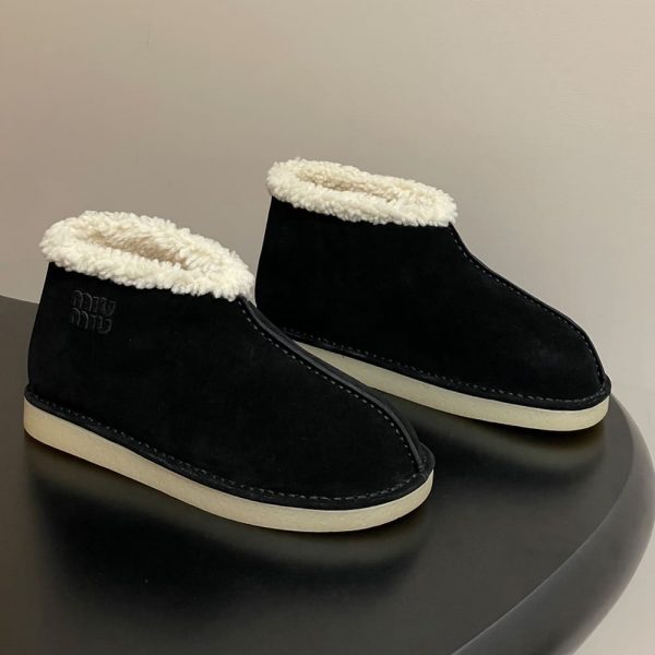 MIUMIU Suede and shearling slip-on booties