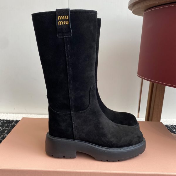 MiuMiu Suede Tall Moto Boots