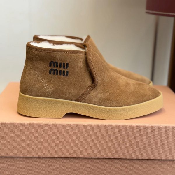 MIUMIU Suede and shearling slip-on booties