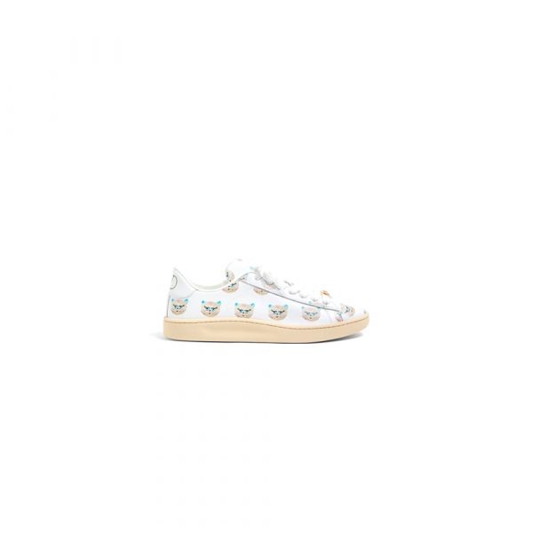 VALENTINO ROYCO Women’s ‘LE CHAT DE LA MAISON’ Patterned Soft Calfskin Sneakers