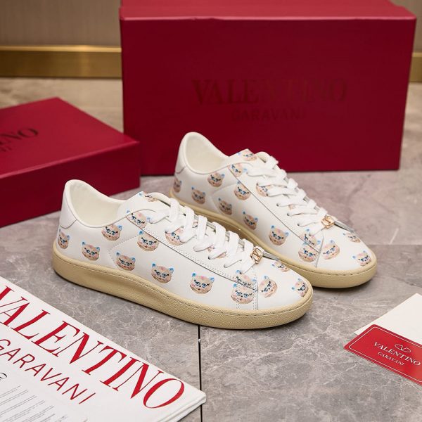VALENTINO ROYCO Women’s ‘LE CHAT DE LA MAISON’ Patterned Soft Calfskin Sneakers