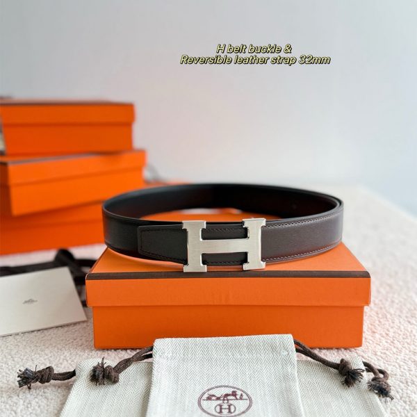 HERMES H belt buckle & Reversible leather strap 32 mm
