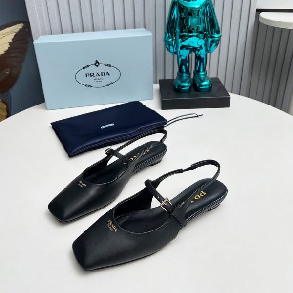Prada Leather Slingback Ballerinas