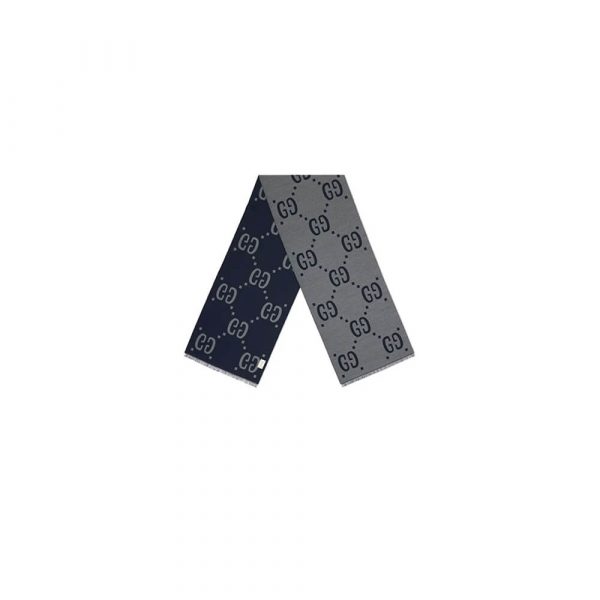 GUCCi GG jacquard wool and mulberry silk blend scarf