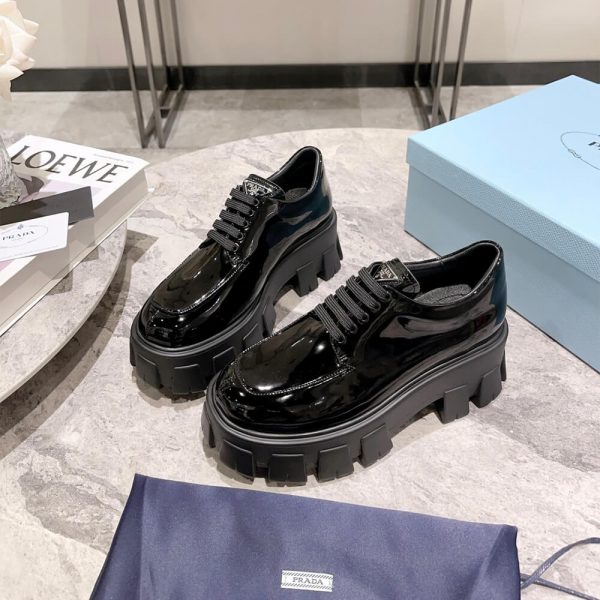 Prada Monolith patent leather lace-up shoes