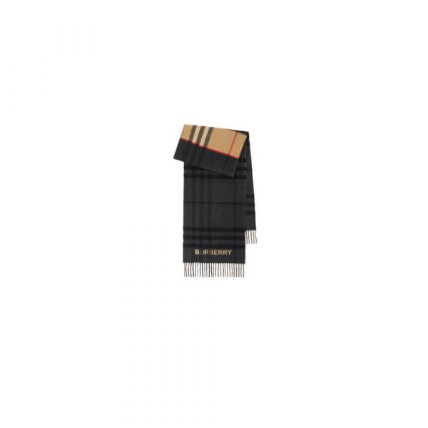 BURBERRY Contrast Check Cashmere Scarf
