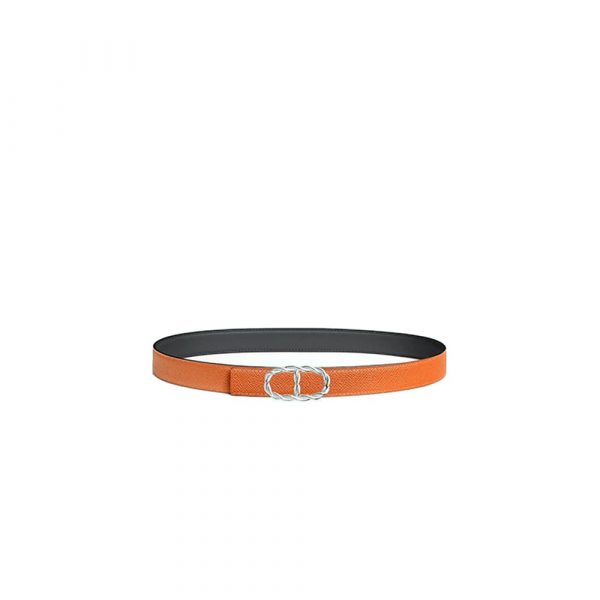 HERMES Twisted Link & Leather Reversible Belt Buckle 24 mm