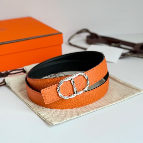 HERMES Twisted Link & Leather Reversible Belt Buckle 24 mm