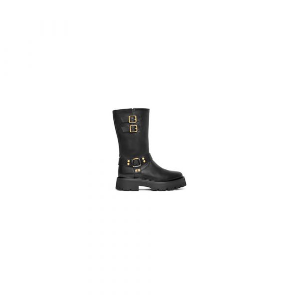 CELINE BULKY MID BIKER BOOT WITH HARNESS IN CALFSKIN