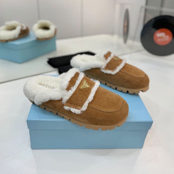 PRADA Suede and shearling slippers