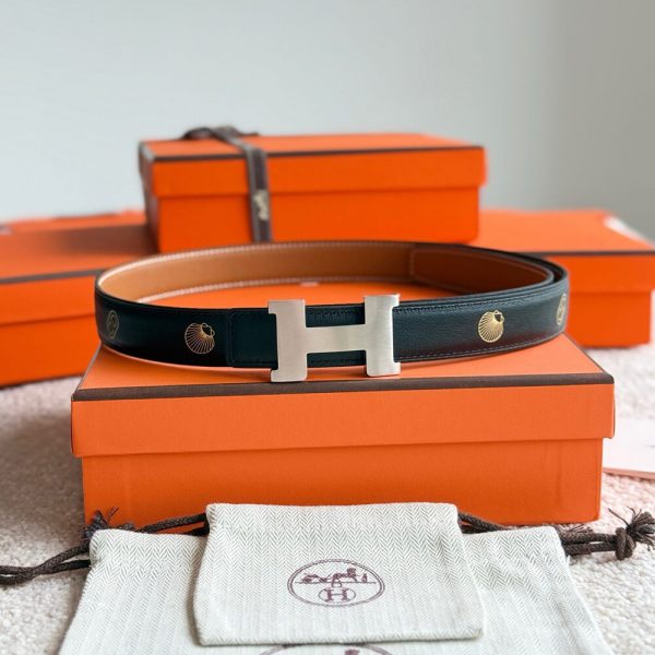 HERMES Mini H belt buckle & Hermes sur Mer reversible leather strap 24 mm