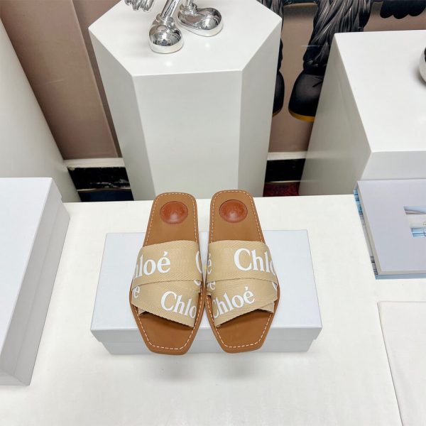 Chloe woody logo-print canvas slides
