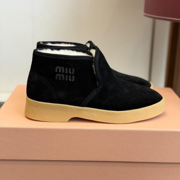 MIUMIU Suede and shearling slip-on booties