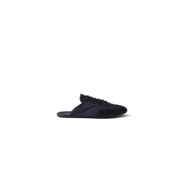 PRADA Collapse Re-Nylon and suede mules