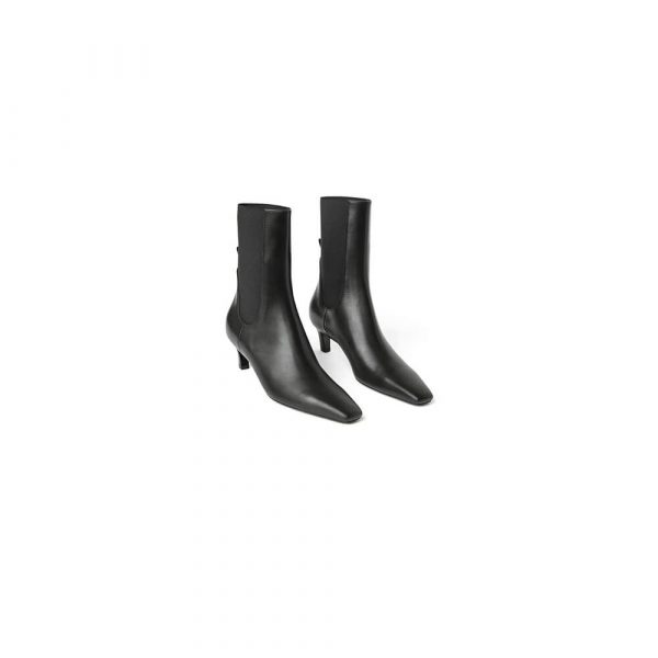 TOTEME The Mid Heel Leather Boot black