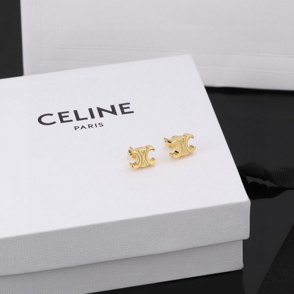 CELINE Triomphe Studs in Brass with Gold Finish