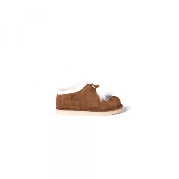 MIUMIU Suede and shearling mules