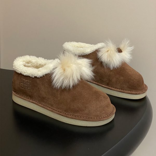 MIUMIU Suede and shearling mules