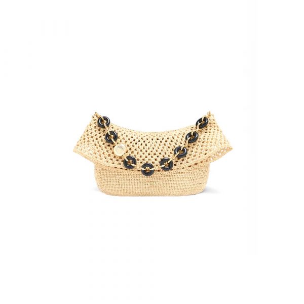 Loewe Medium Ola bag in raffia and calfskin(HIGH-END GRADE)