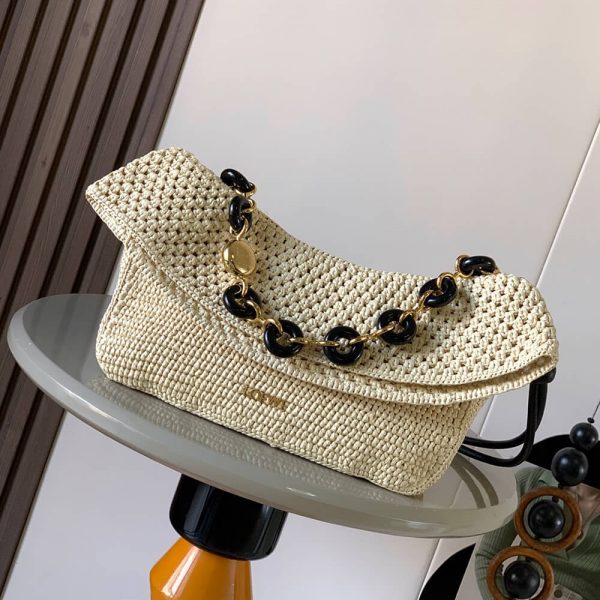 Loewe Medium Ola bag in raffia and calfskin(HIGH-END GRADE)