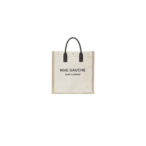 RIVE GAUCHE N/S SHOPPING BAG IN LINEN AND COTTON