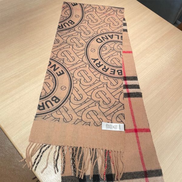 Burberry Reversible Check And Monogram Cashmere Scarf