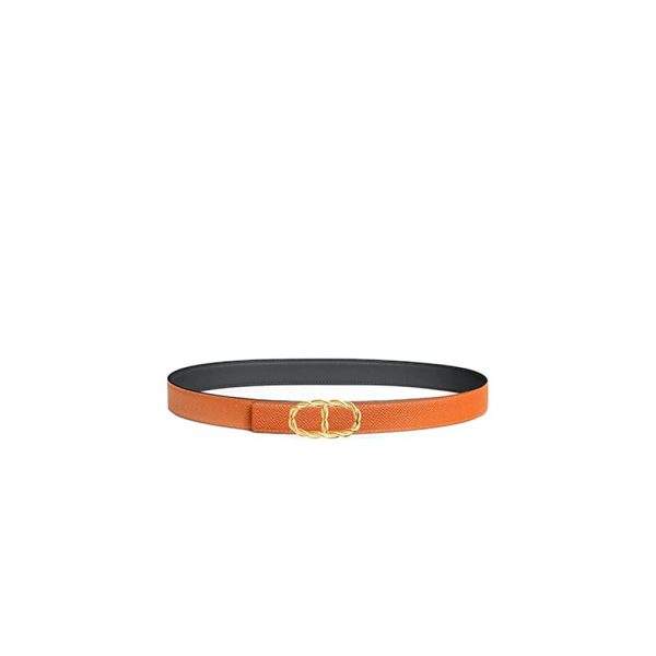 HERMES Twisted Link & Leather Reversible Belt Buckle 24 mm
