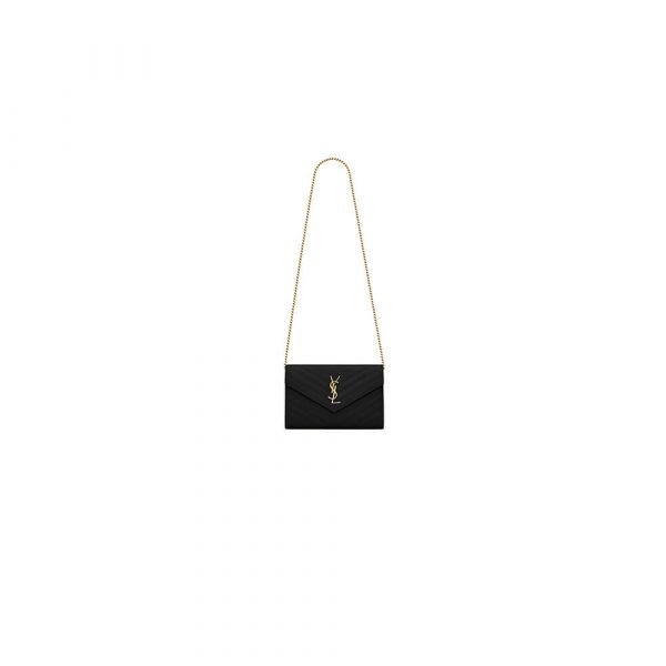 YSL classic cassandre chain wallet in grain de poudre leather