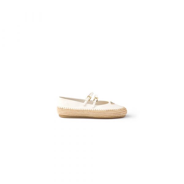 PRADA Nappa leather and raffia ballerinas