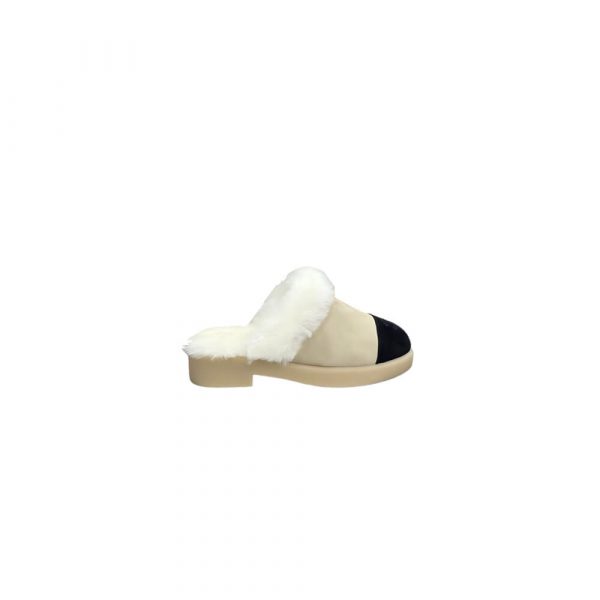 CHANEL Suede Shearling Mules