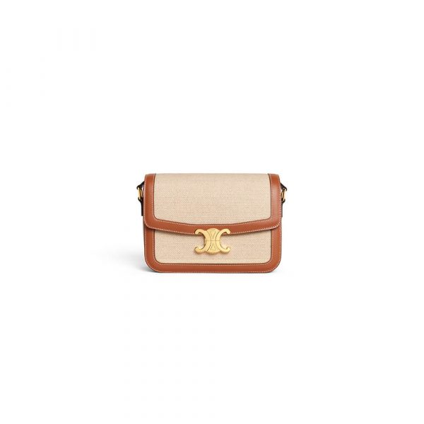 CELINE CLASSIQUE TRIOMPHE BAG IN TRIOMPHE CANVAS AND CALFSKIN