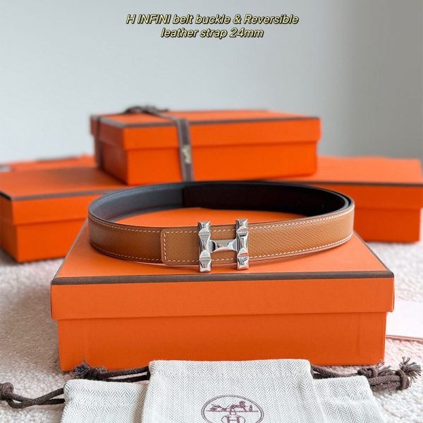 H Infini belt buckle & Reversible leather strap 24 mm