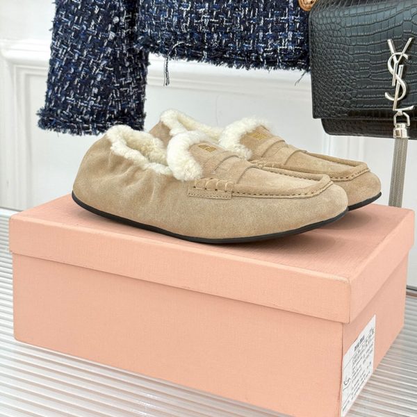 MIUMIU Ruches suede loafers