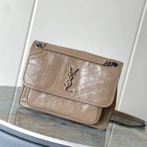 YSL NIKI MEDIUM IN CRINKLED VINTAGE LEATHER(HIGH-END GRADE)