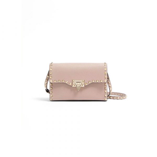 Valentino Small Rockstud Grainy Calfskin Crossbody Bag(HIGH-END GRADE)