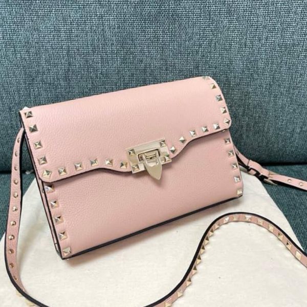 Valentino Small Rockstud Grainy Calfskin Crossbody Bag(HIGH-END GRADE)