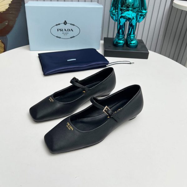 Prada Leather Mary Jane Ballerinas