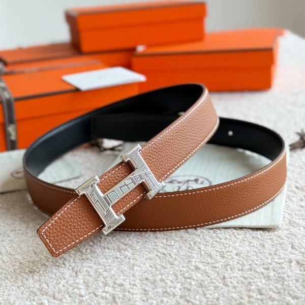 HERMES 5382 FAUBOURG BELT BUCKLE & REVERSIBLE LEATHER STRAP 32 MM