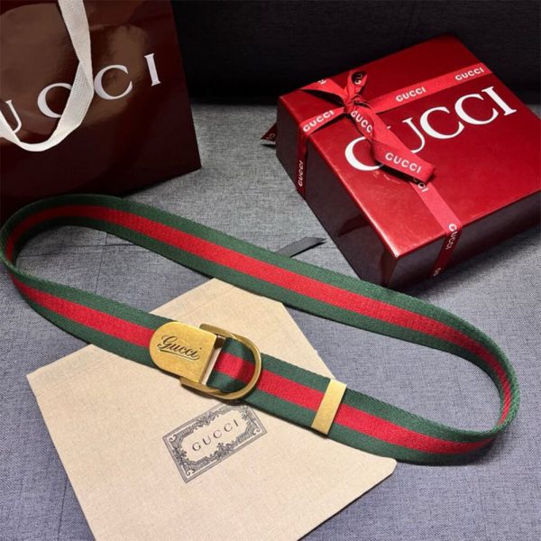 Gucci Web Wide Belt With Script Buckle Original Gg Fabric