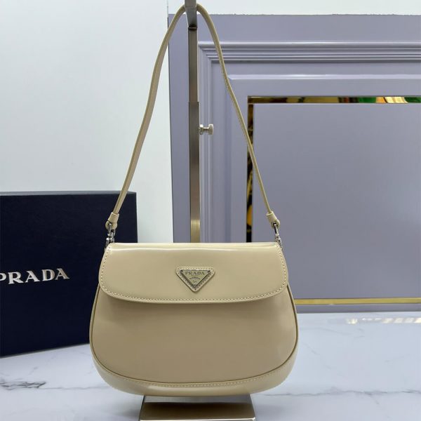 Small Prada Cleo brushed leather shoulder bag with flap
