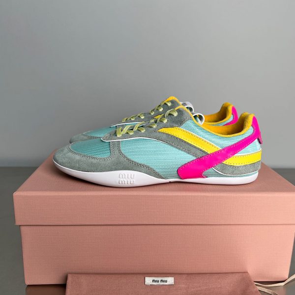 MIUMIU Gymnasium technical fabric and suede sneakers