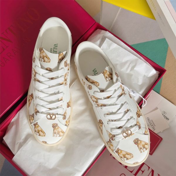 VALENTINO ROYCO Women’s ‘LE CHAT DE LA MAISON’ Patterned Soft Calfskin Sneakers