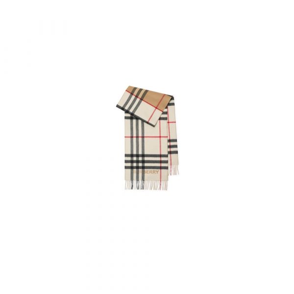 BURBERRY Contrast Check Cashmere Scarf