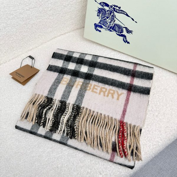 BURBERRY Contrast Check Cashmere Scarf