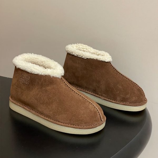 MIUMIU Suede and shearling slip-on booties